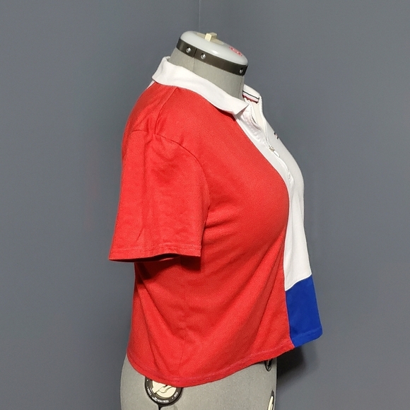 Tommy Hilfiger Crop Top Womens Top Size M Sport Colorblock Polo Zipper Cropped - Picture 4 of 6